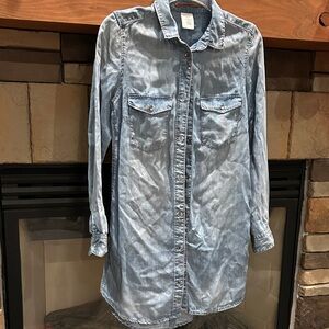 Denim Long Sleeve Shirt Dress